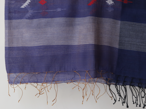 Handwoven Bengal Cotton Dupatta in Jamdani Weave