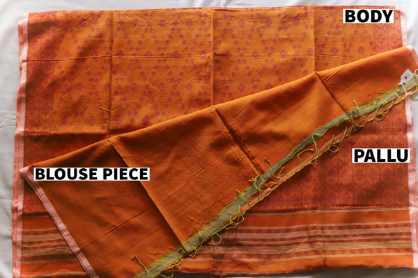 Handwoven Bengal Cotton Saree in Jamdani design