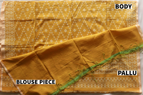 Handwoven Bengal Cotton Saree in Jamdani design