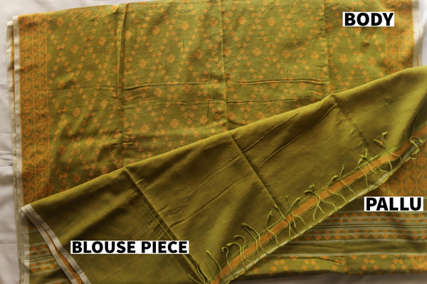 Handwoven Bengal Cotton Saree in Jamdani design