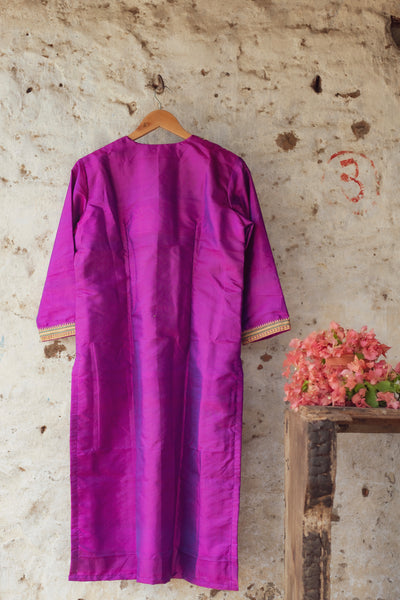 Hand Embroidered Silk Long Kurti