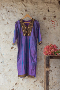 Hand Embroidered Silk Long Kurti