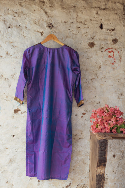 Hand Embroidered Silk Long Kurti