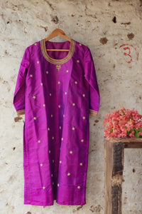 Hand Embroidered Silk Long Kurti