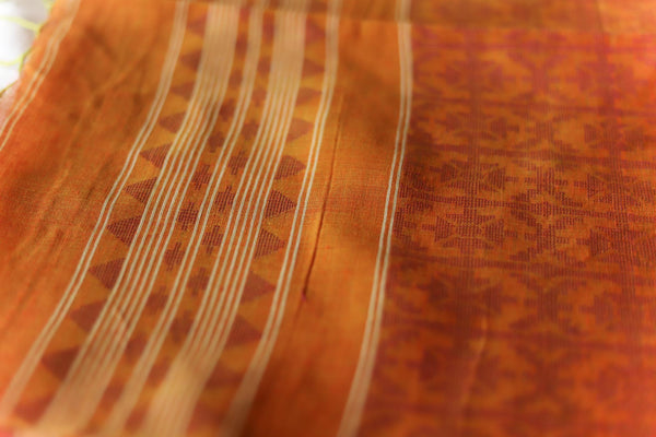 Handwoven Bengal Cotton Saree in Jamdani design