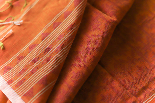 Handwoven Bengal Cotton Saree in Jamdani design