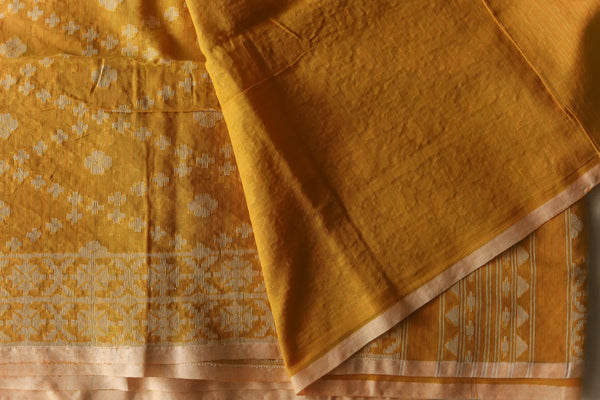 Handwoven Bengal Cotton Saree in Jamdani design