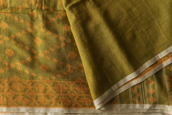 Handwoven Bengal Cotton Saree in Jamdani design