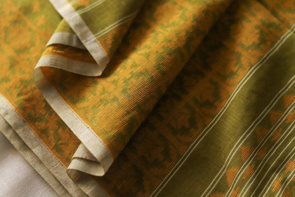 Handwoven Bengal Cotton Saree in Jamdani design