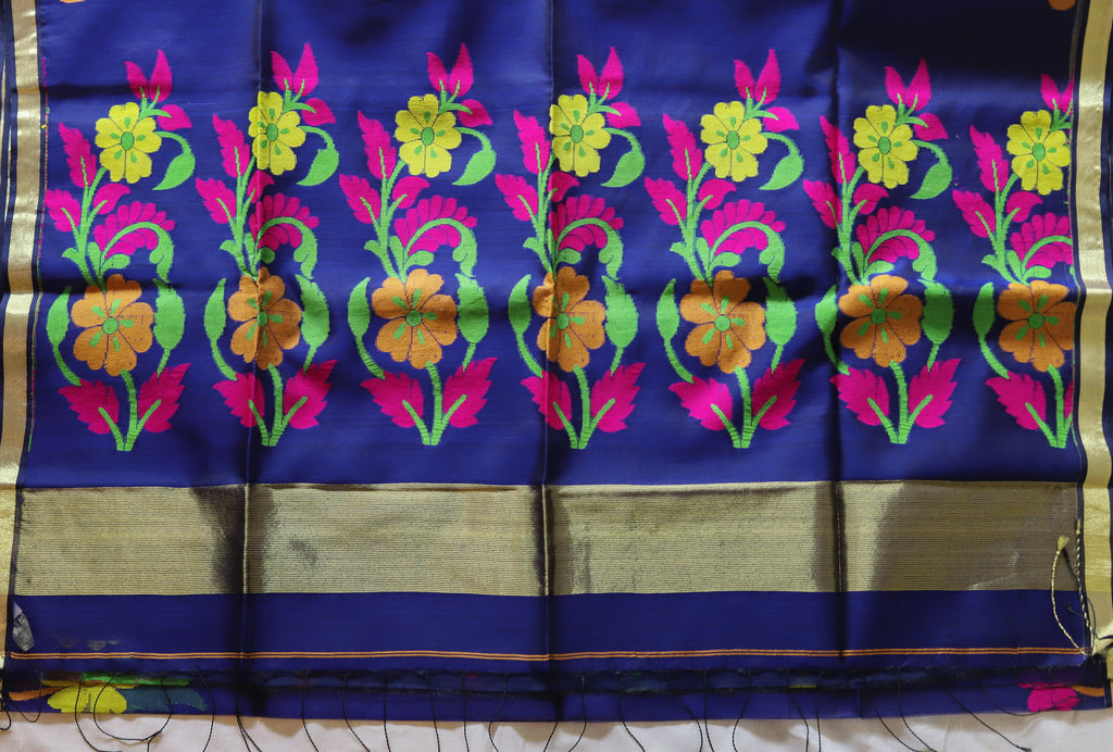 Pink Organza Silk Saree with Resham Floral Embroidery