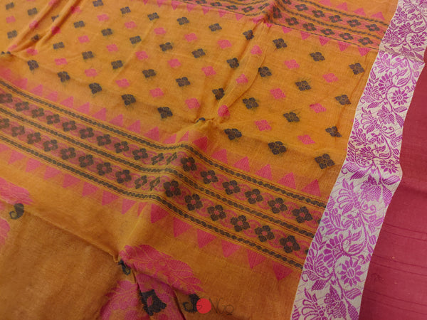 Handwoven Bengal Tant Saree (Tangail Saree)