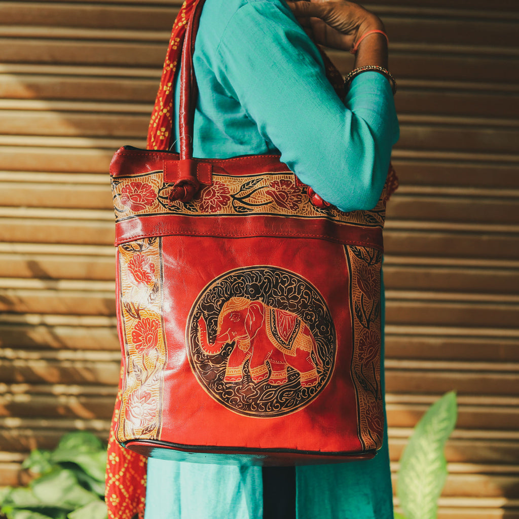 Coins Adorned Leather Bag - Boho - Brown | Gypsy Bag By Moroccan Corridor®