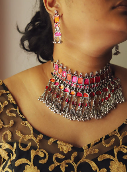 Chanak Oxidised Necklace Set