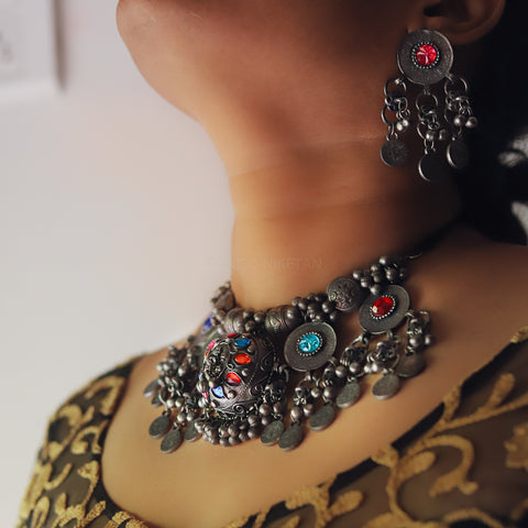 Chanak Oxidised Necklace Set