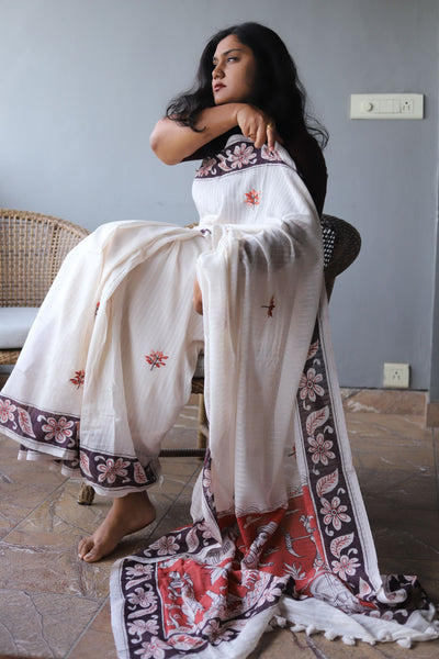 Hand-Painted Cotton Saree