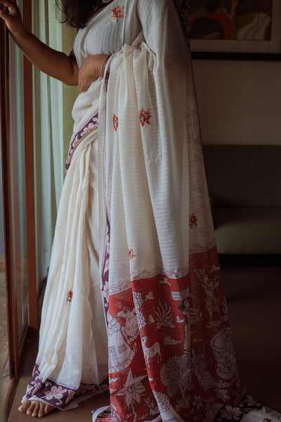 Hand-Painted Cotton Saree